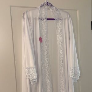 Bridal Long White Lace Accent Robe